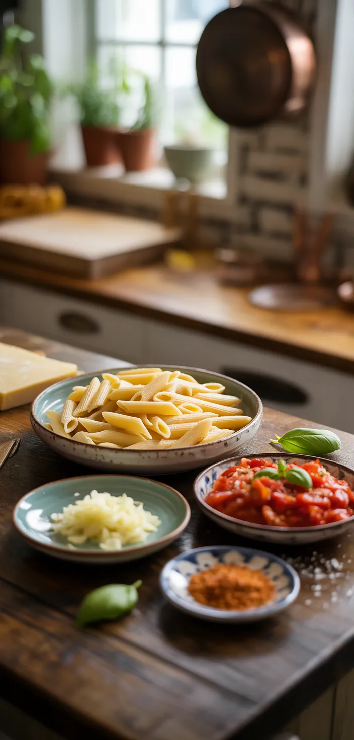 Ingredients photo for Penne Alla Vodka Pasta Recipe