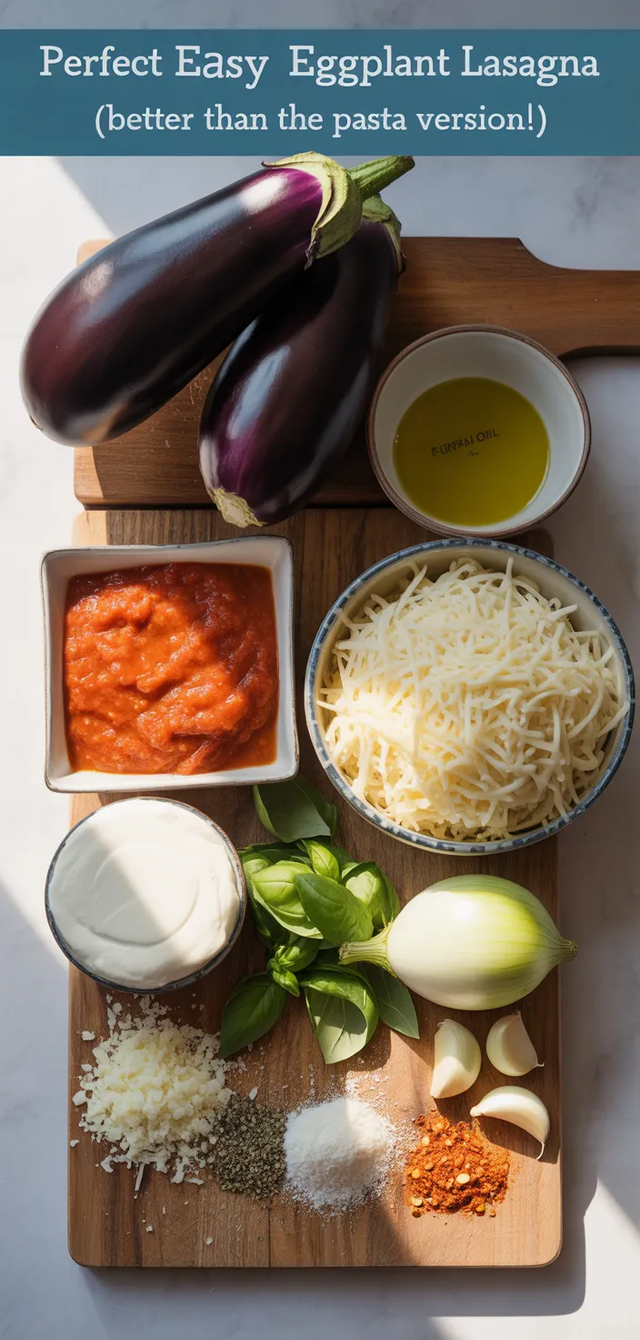 Ingredients photo for Perfect Easy Eggplant Lasagna (Better Than The Pasta Version!) Recipe