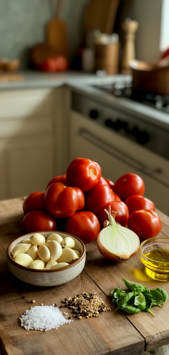 Ingredients photo for Simple Garlic Roasted Tomato Soup Recipe