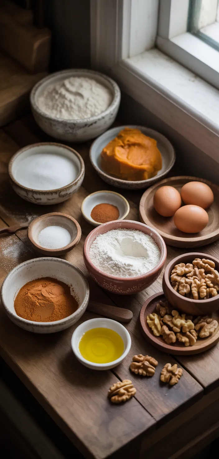 Ingredients photo for Spiced Pumpkin Bread With Walnuts Recipe