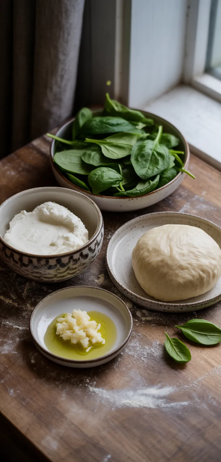 Ingredients photo for Spinach Ricotta Pizza Recipe