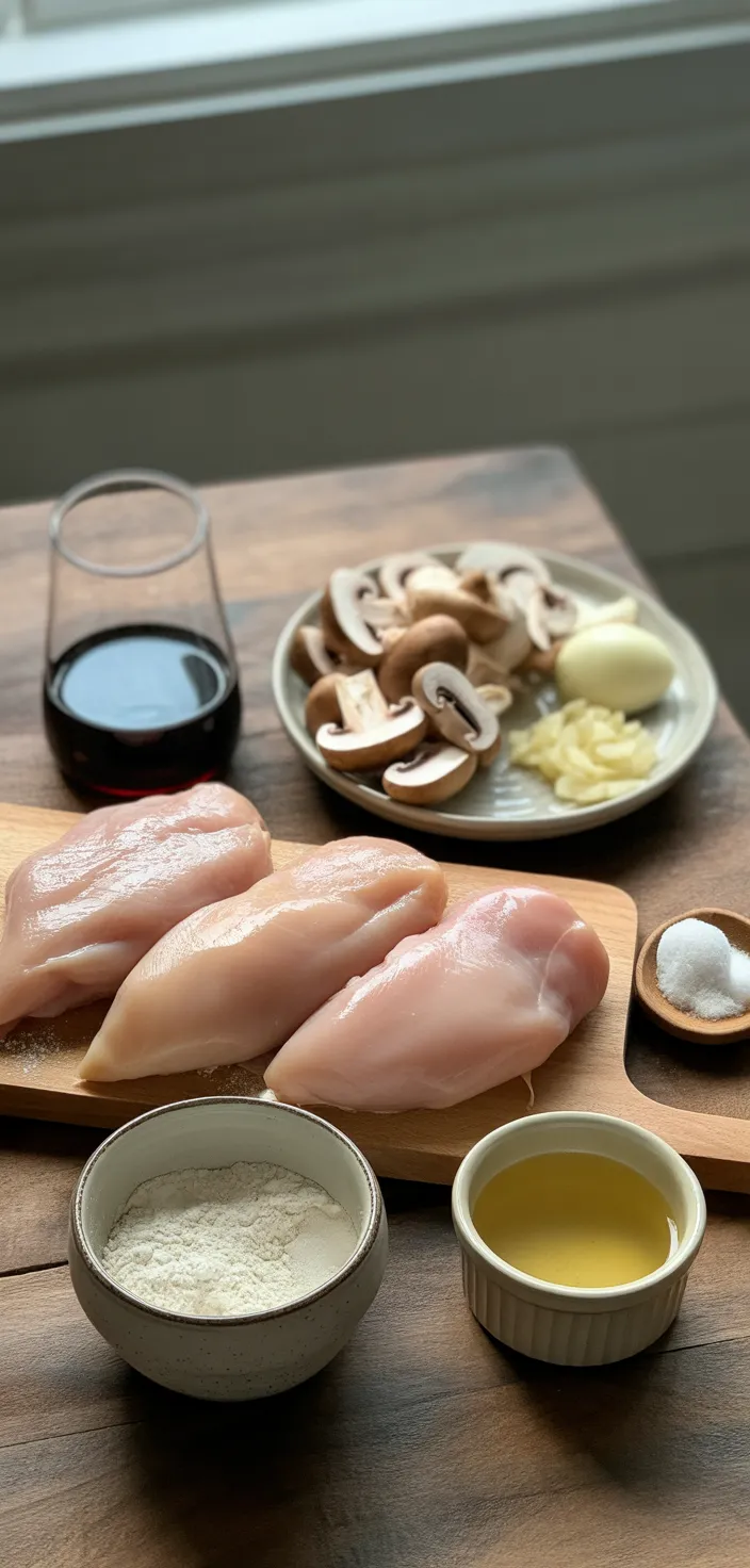 Ingredients photo for Super Easy Chicken Marsala Recipe