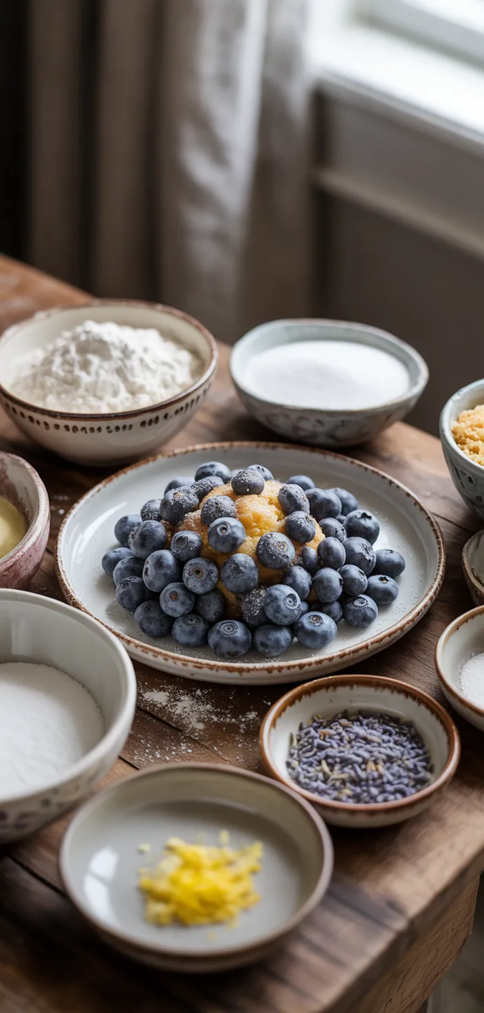Ingredients photo for The Best Lavender Blueberry Muffins Recipe