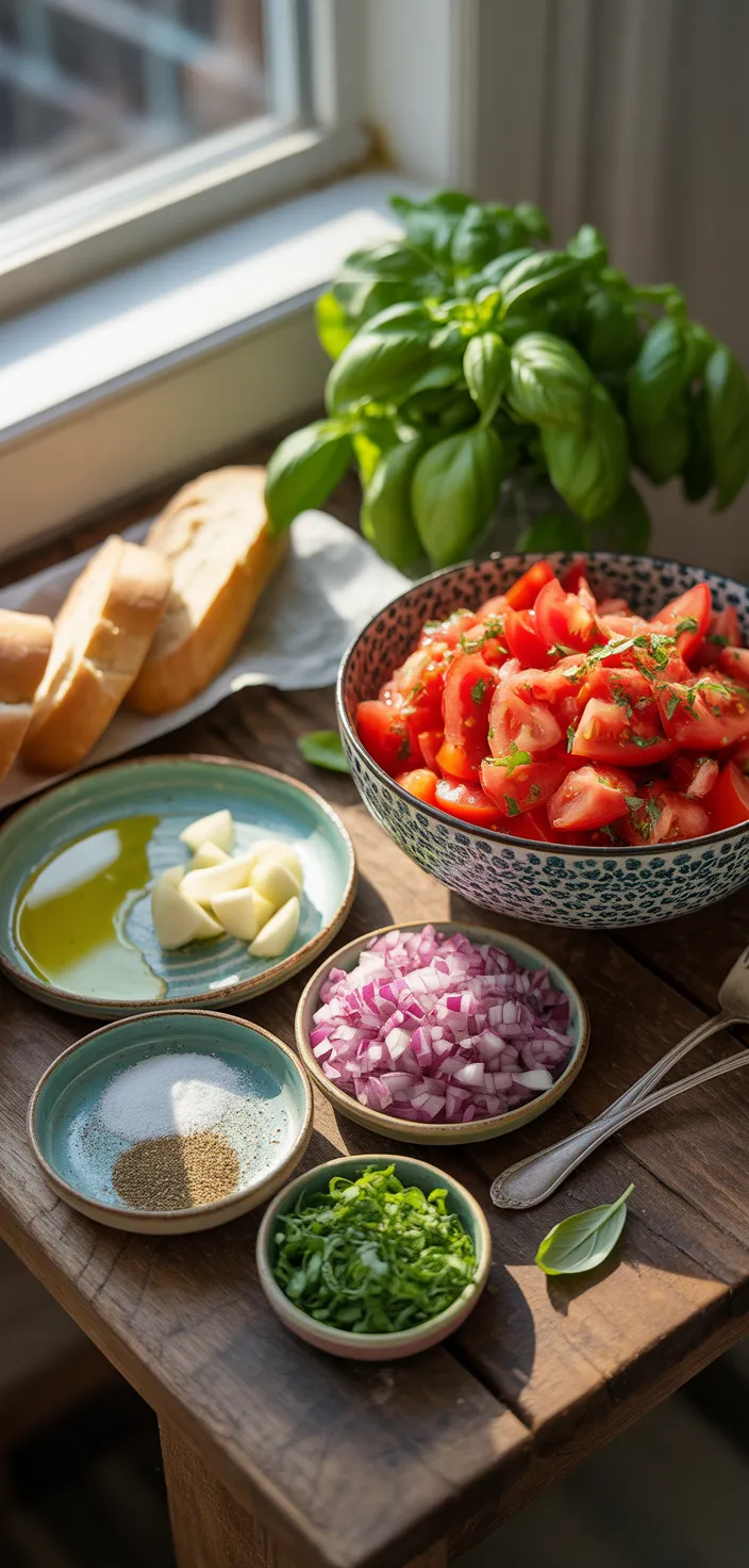 Ingredients photo for Tomato Bruschetta With Balsamic Glaze Recipe