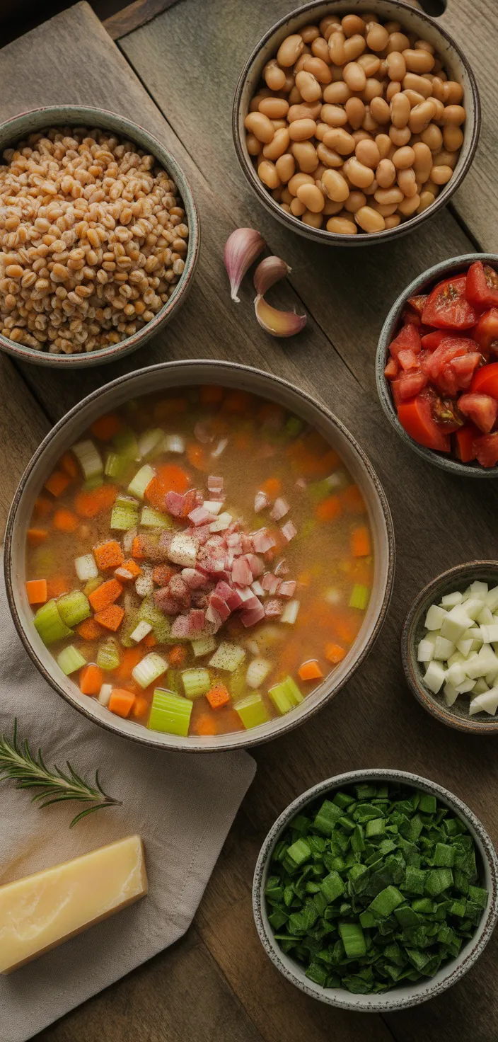Ingredients photo for Tuscan Farro Soup With Beans Recipe