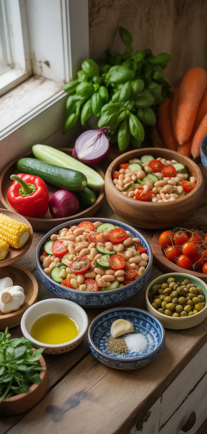 Ingredients photo for White Bean Salad With Summer Vegetables Recipe