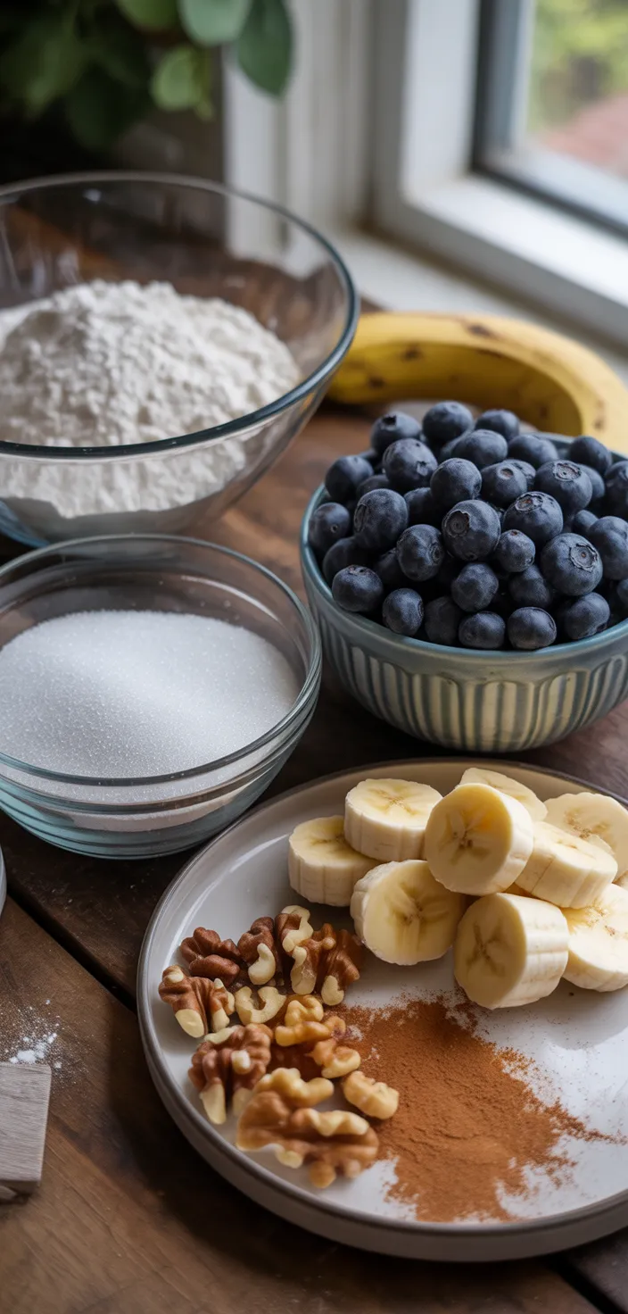 Ingredients photo for Blueberry Banana Zucchini Bread Recipe