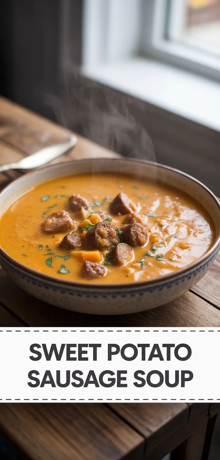 A photo of Creamy Sweet Potato And Sausage Soup Recipe