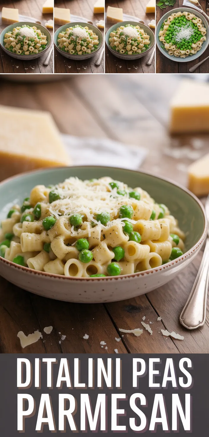 A photo of Ditalini Pasta With Peas And Parmesan Recipe