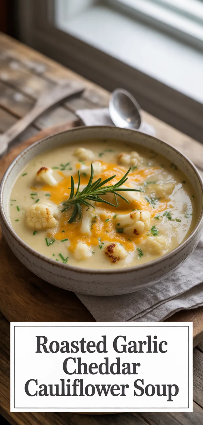 Roasted Garlic Cheddar Cauliflower Soup Recipe