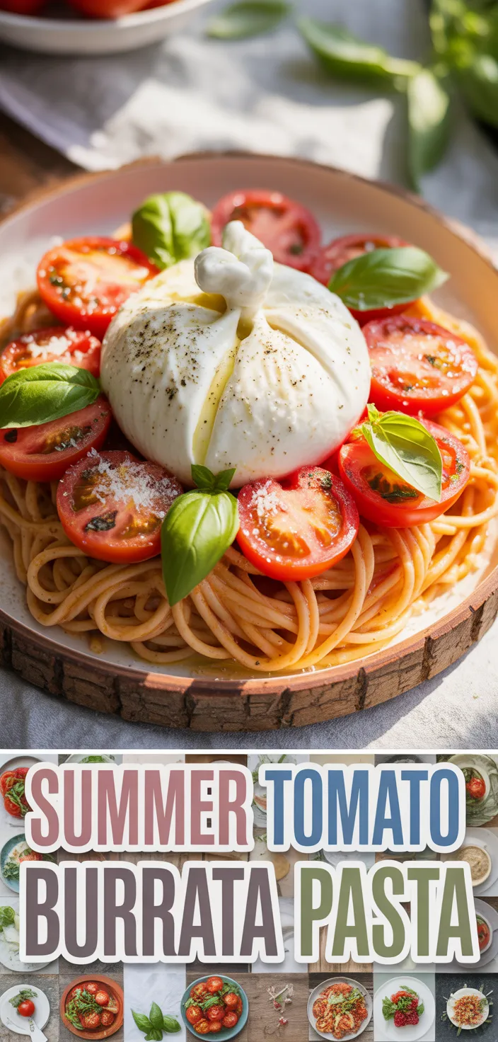 A photo of Summer Weeknight Burst Tomato Burrata Pasta. Recipe