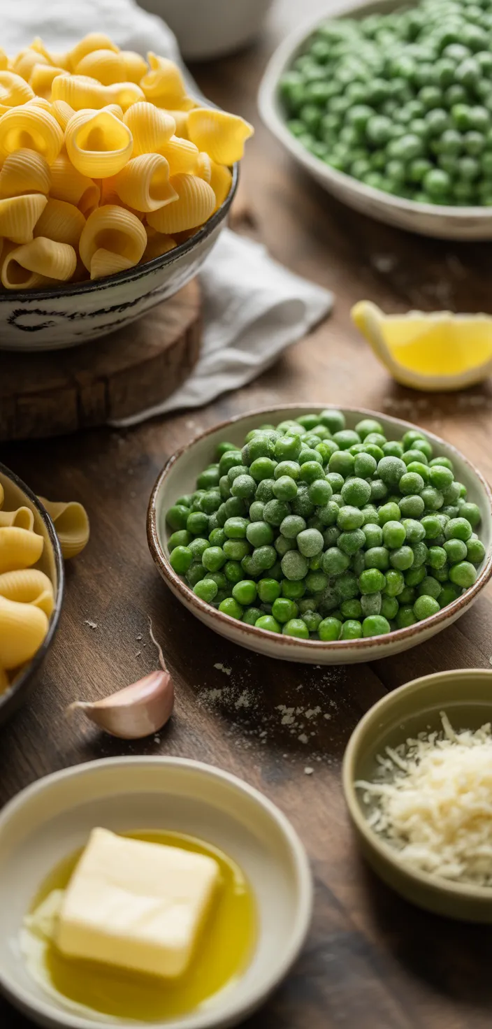 Ingredients photo for Ditalini Pasta With Peas And Parmesan Recipe
