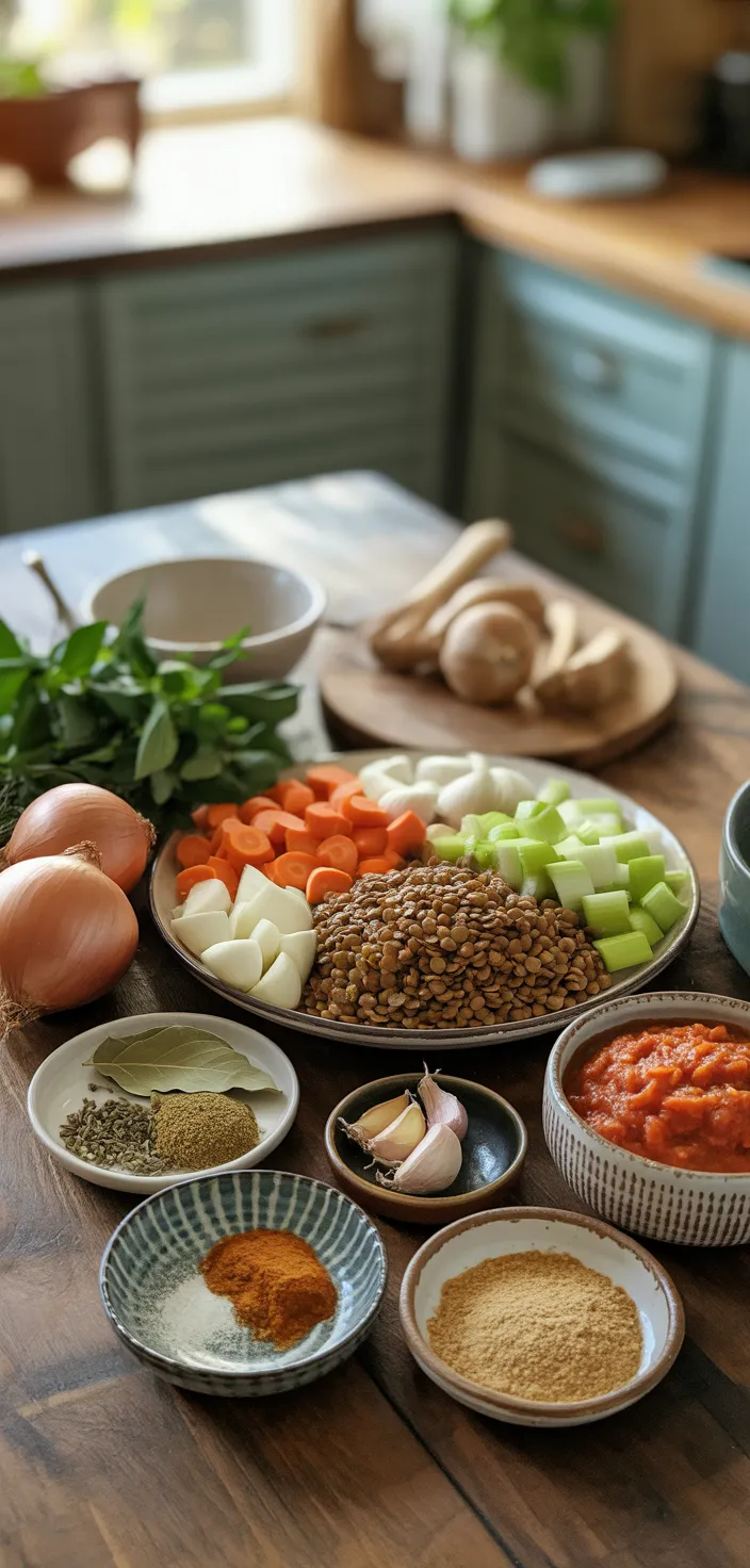 Ingredients photo for Easy Vegan Lentil Bolognese Recipe