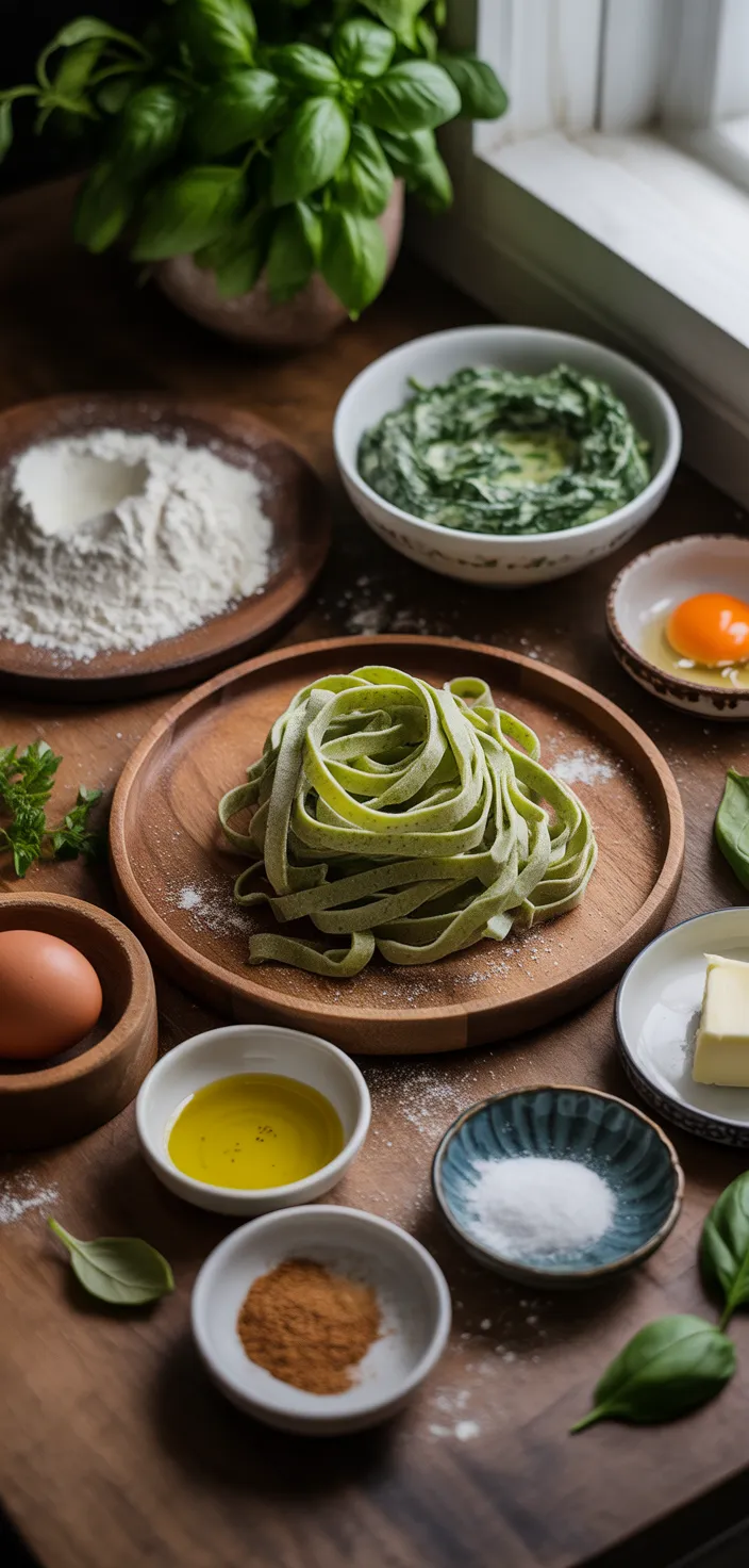 Ingredients photo for Homemade Spinach Fettuccine And United States National Arboretum, Kenilworth Aquatic Gardens, Union Market Recipe