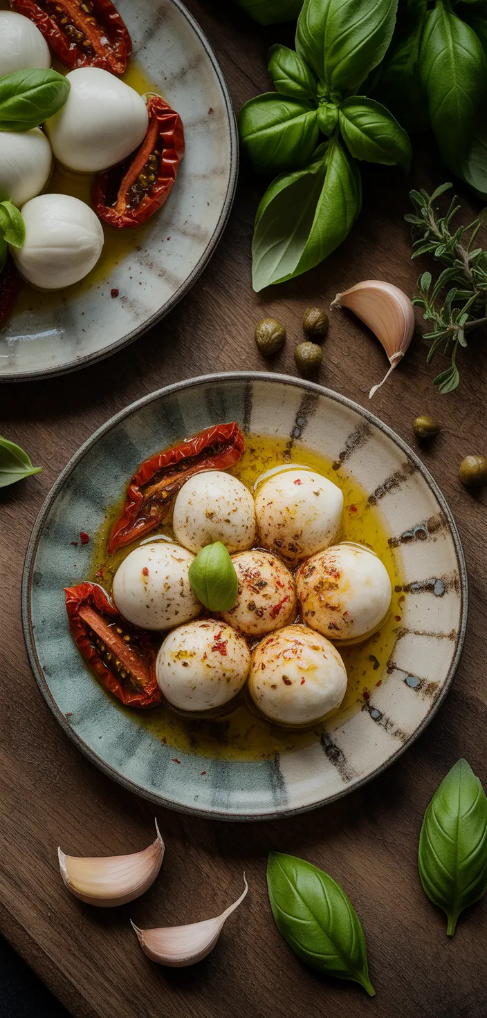 Ingredients photo for Marinated Mozzarella Balls Recipe