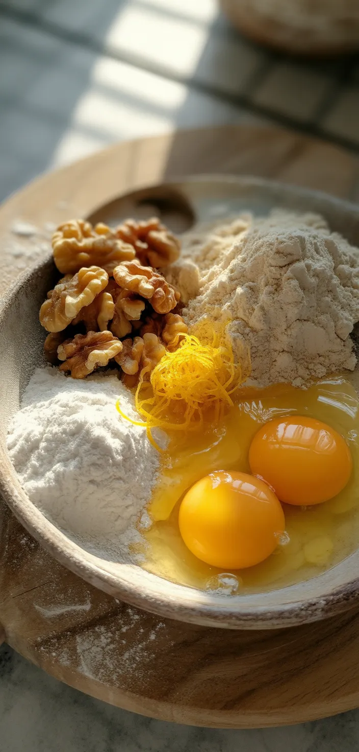Ingredients photo for Soft Italian Walnut Cake Recipe