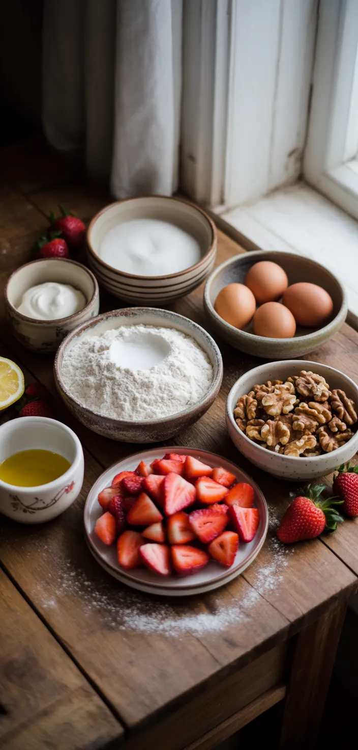 Ingredients photo for Strawberry Walnut Bread Recipe