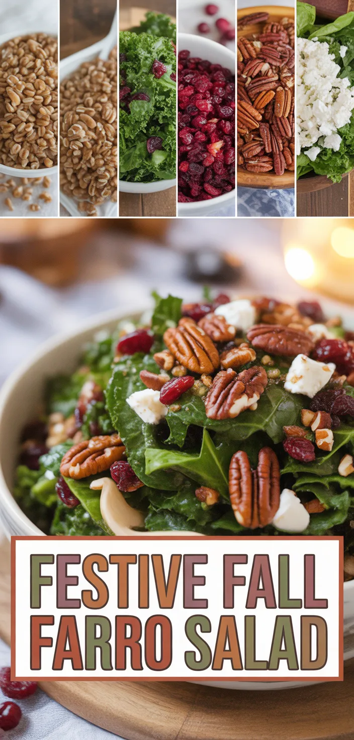 A photo of Festive Fall Farro Salad With Kale, Cranberries, Pecans & Goat Cheese Recipe