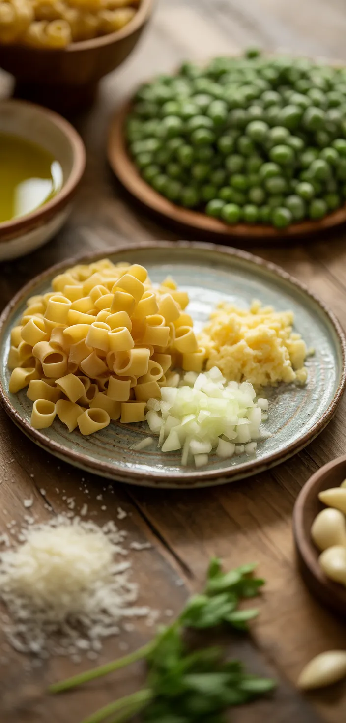 Ingredients photo for One Pot Pasta E Piselli Recipe