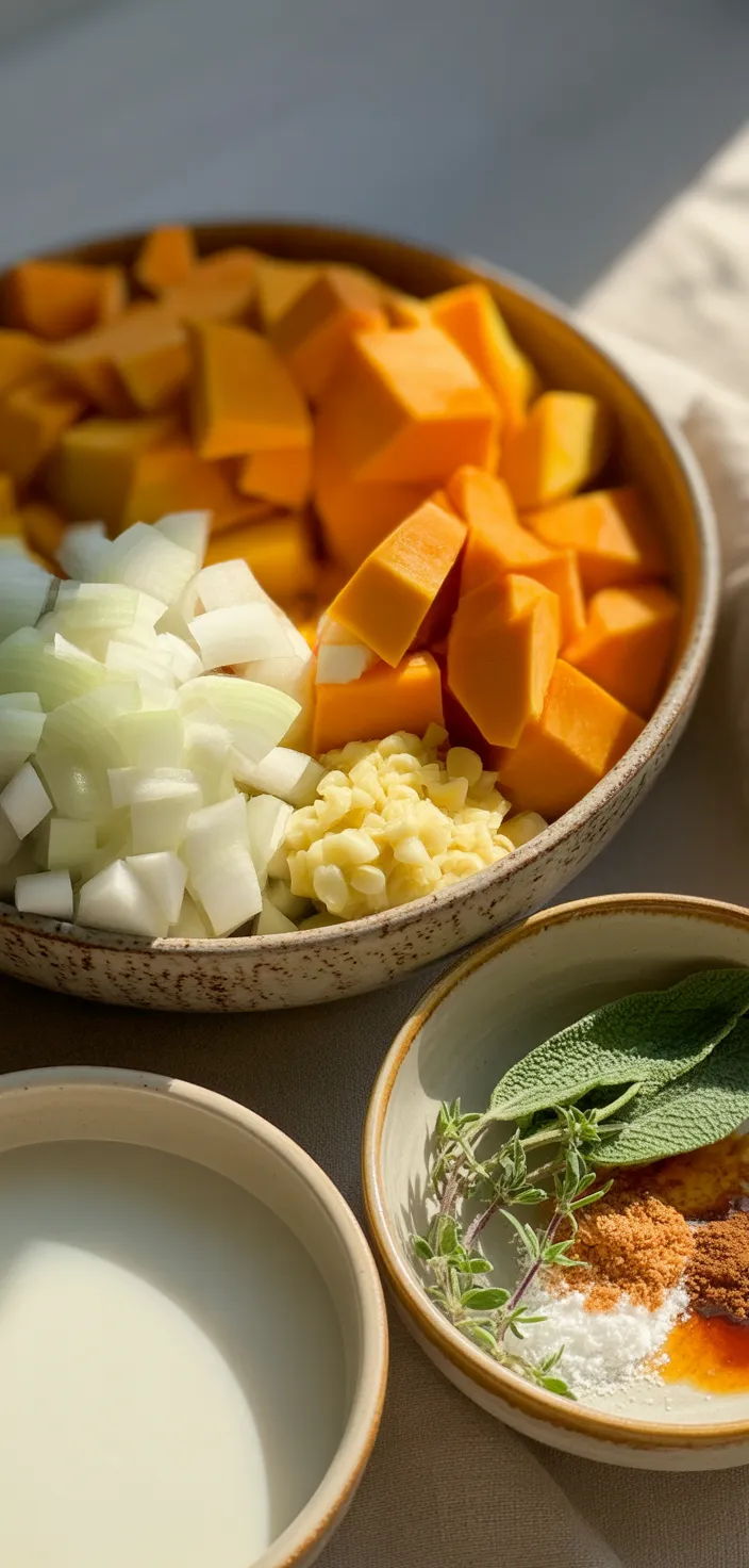 Ingredients photo for Pumpkin And Sweet Potato Soup Recipe