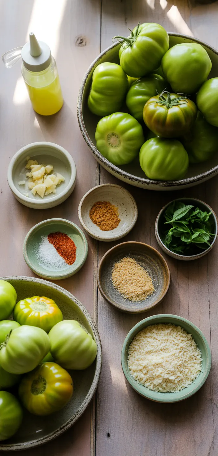 Ingredients photo for Roasted Green Tomatoes Are Not Pretty But They’ll Knock Your Socks Off! Recipe