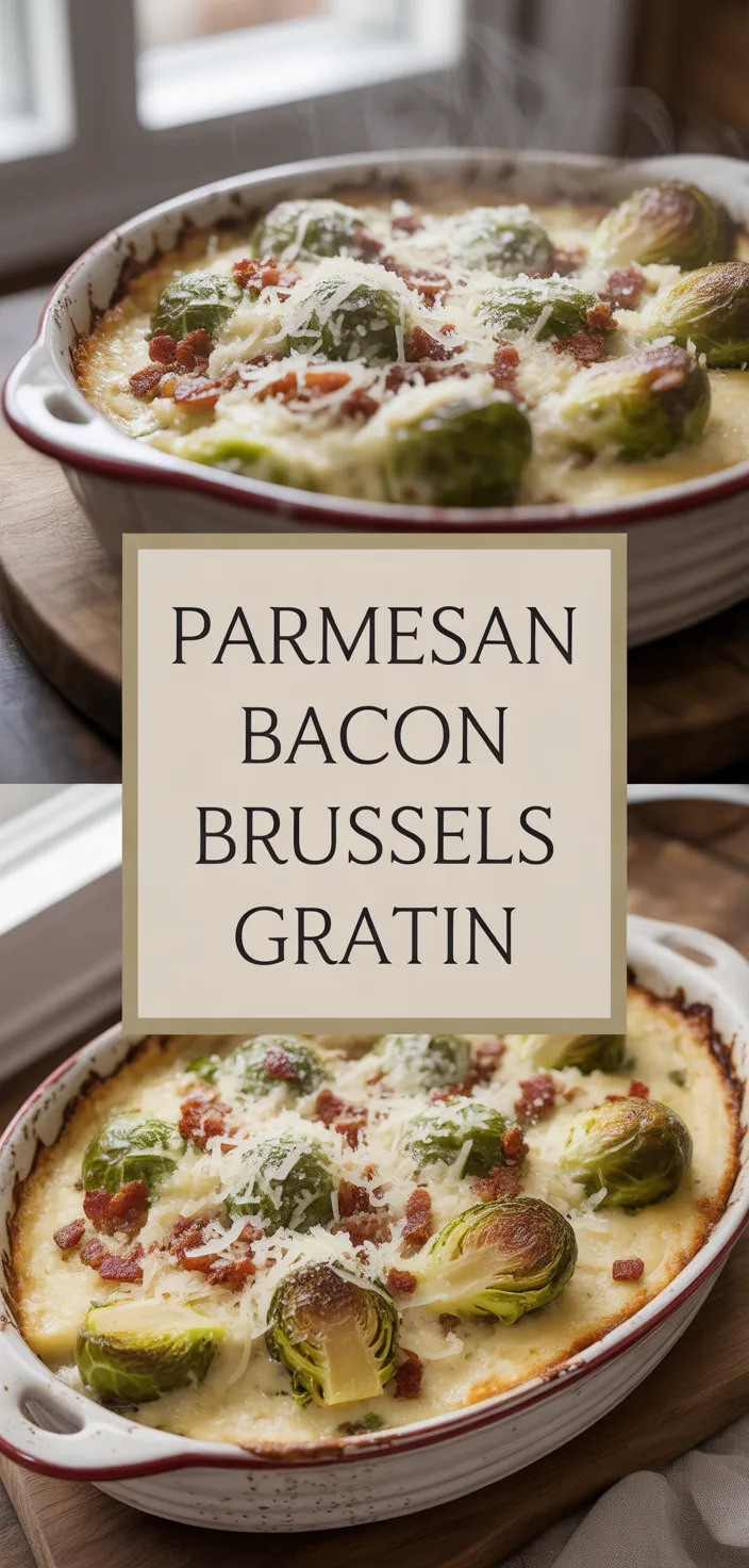 A photo of Creamy Parmesan Brussel Sprouts Gratin With Bacon Recipe