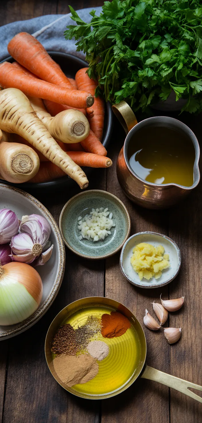 Ingredients photo for Spiced Roasted Parsnip Soup Recipe