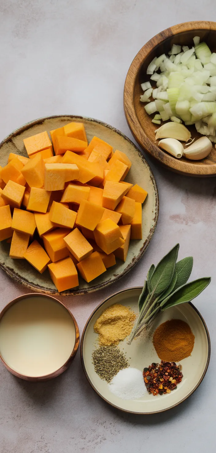 Ingredients photo for Butternut Squash Pasta Sauce (Dairy Free Made With Frozen Squash) Recipe