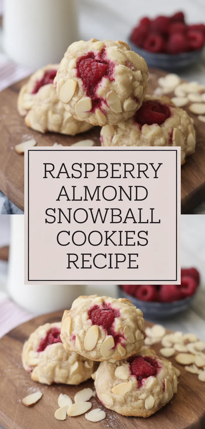 A photo of Raspberry Almond Snowball Cookies Recipe