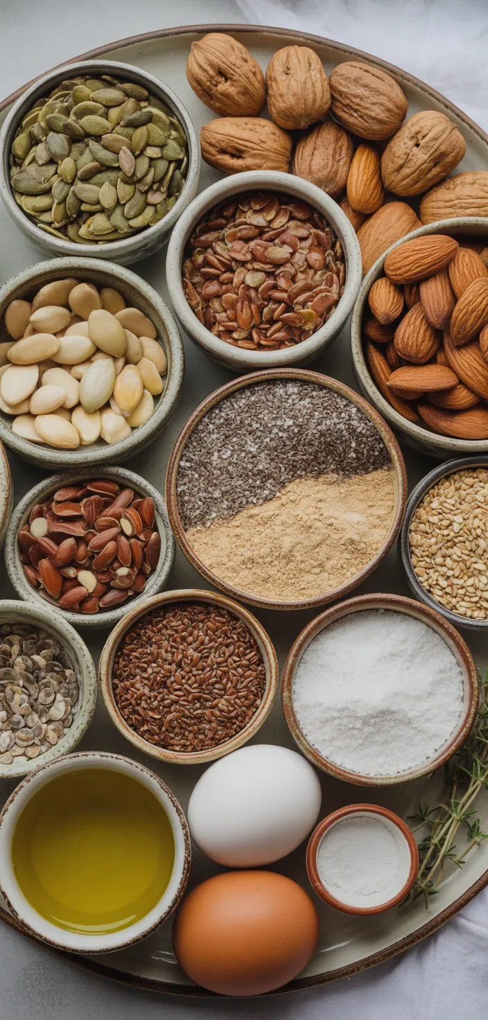 Ingredients photo for Flourless Nordic Nut And Seed Bread (gluten Free, Grain Free, + Keto) Recipe