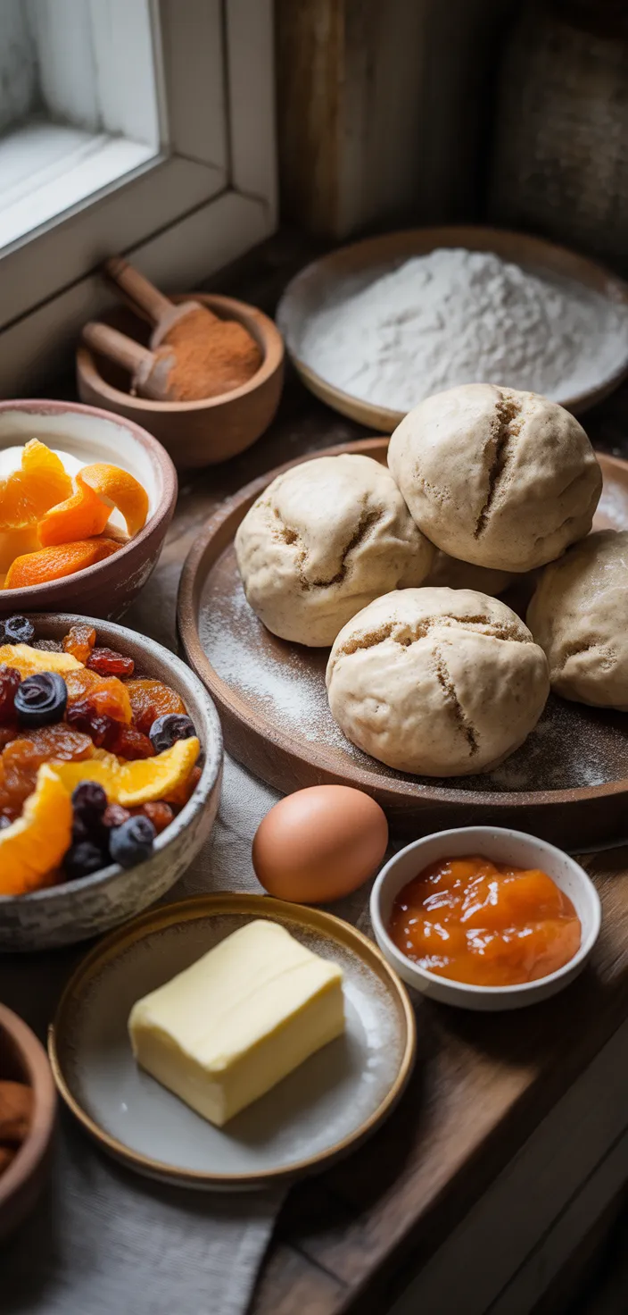 Ingredients photo for Hot Cross Buns (the Real English Way!) Recipe