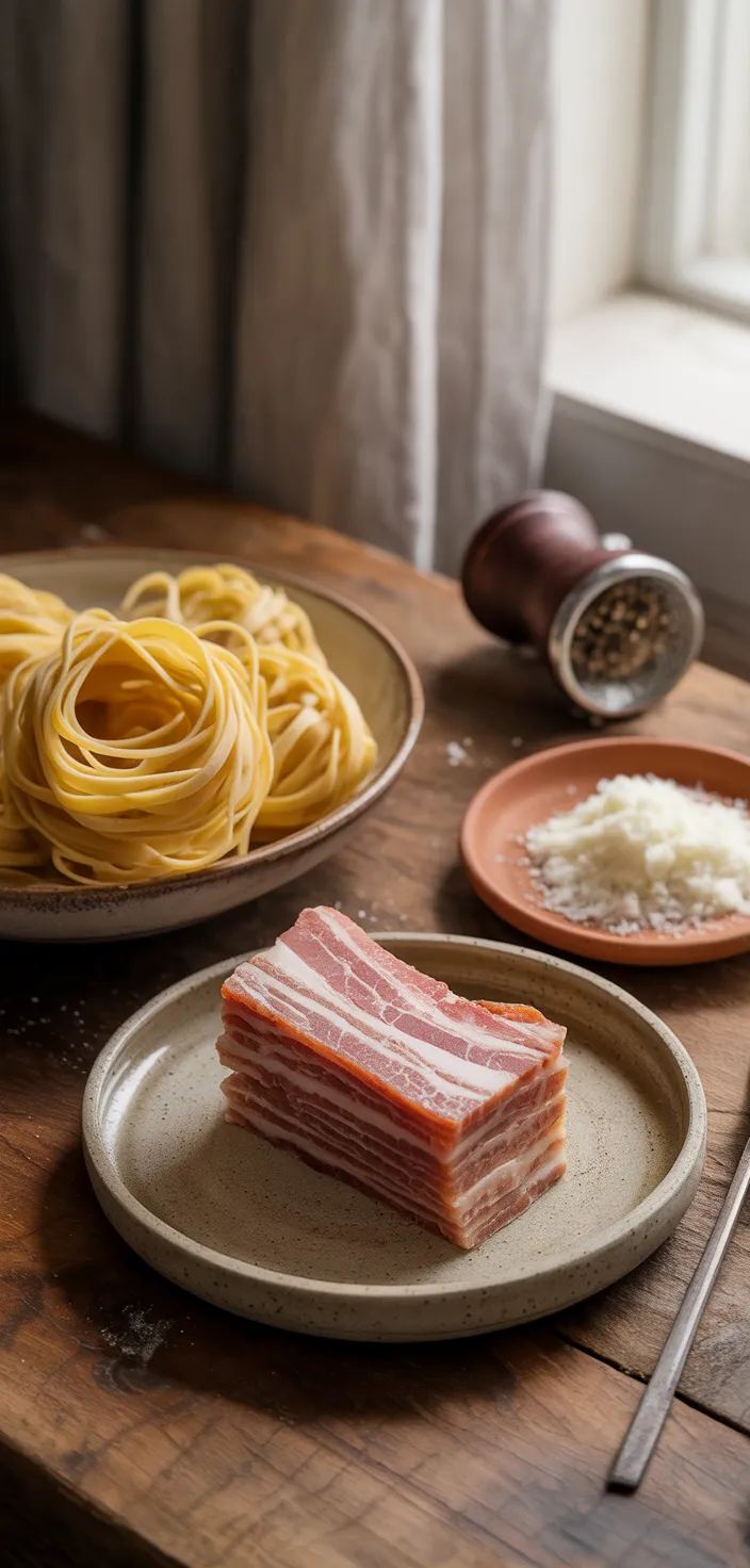 Ingredients photo for Pasta Alla Gricia (Authentic Italian Recipe)