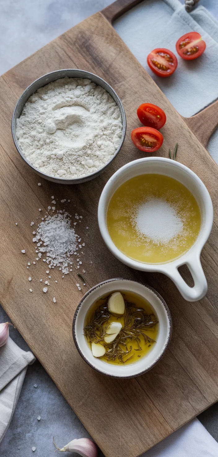 Ingredients photo for Rosemary Garlic Focaccia Recipe