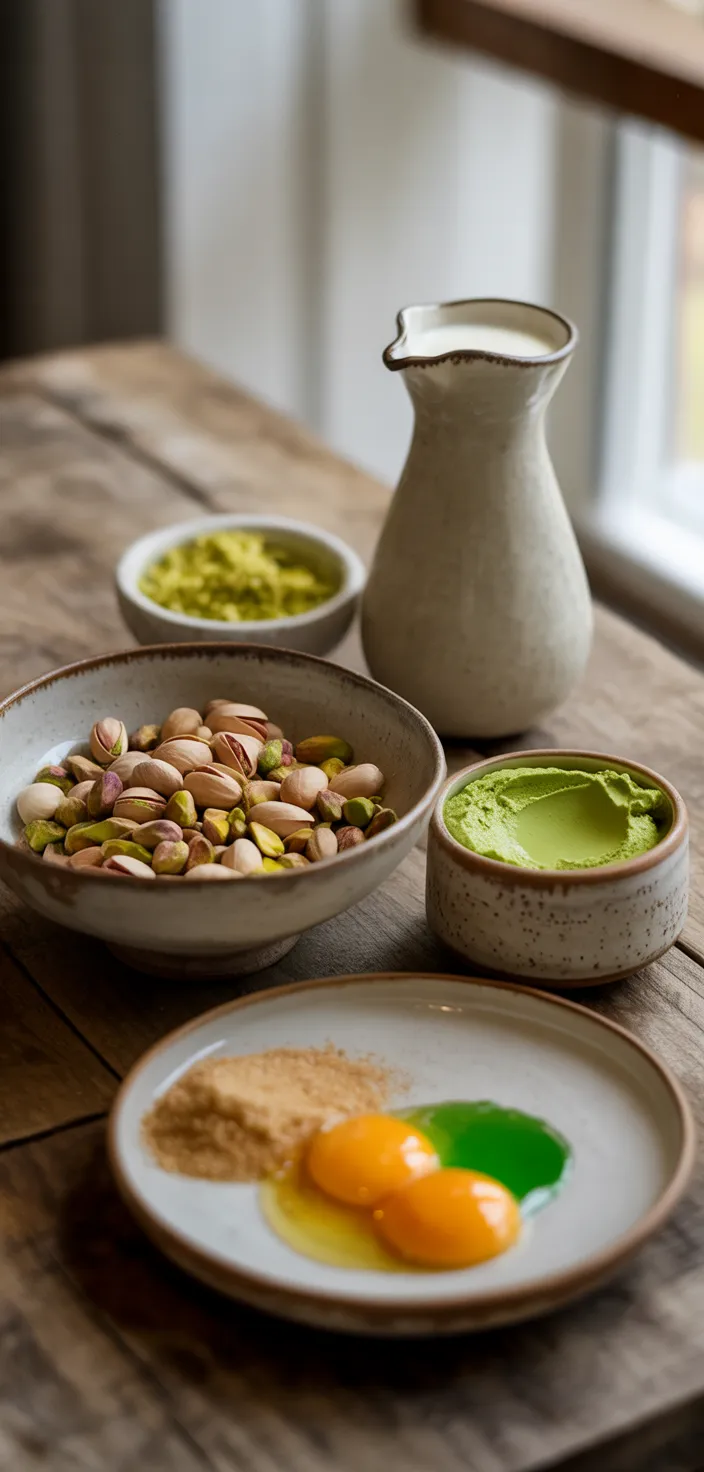 Ingredients photo for A Creamy Homemade Pistachio Ice Cream Recipe