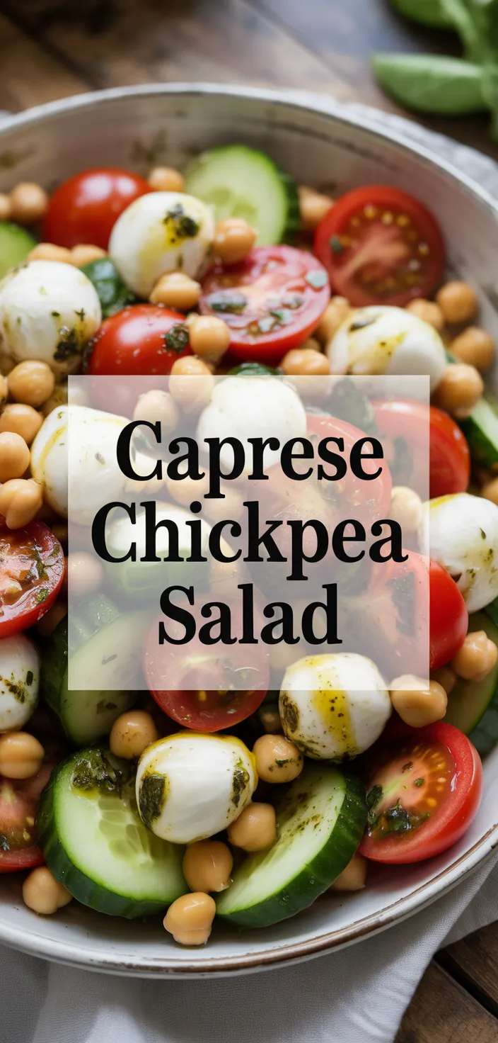 A photo of Caprese Chickpea Salad With Roasted Garlic Basil Dressing Recipe