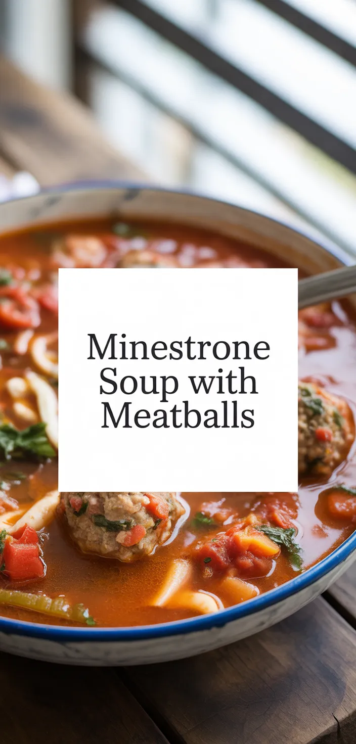 A photo of Minestrone Soup With Meatballs Recipe