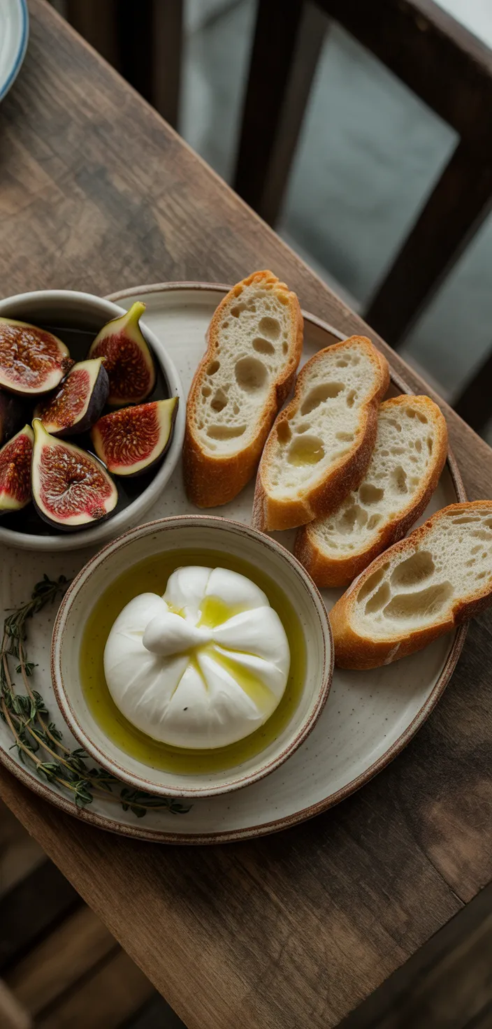 Ingredients photo for Honey Balsamic Fig And Burrata Crostini Recipe