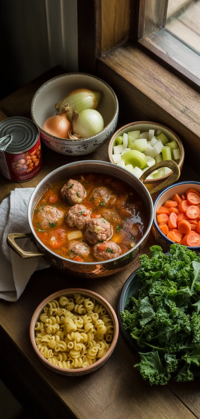 Ingredients photo for Minestrone Soup With Meatballs Recipe