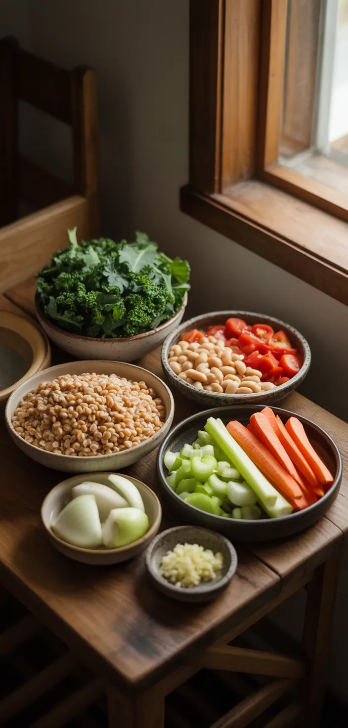 Ingredients photo for Vegetarian Italian Farro Soup Recipe