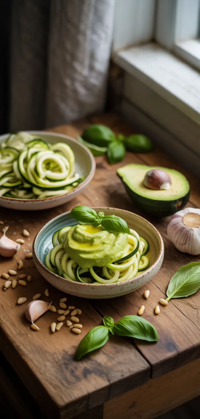 Ingredients photo for Creamy Avocado Zucchini Pasta Recipe