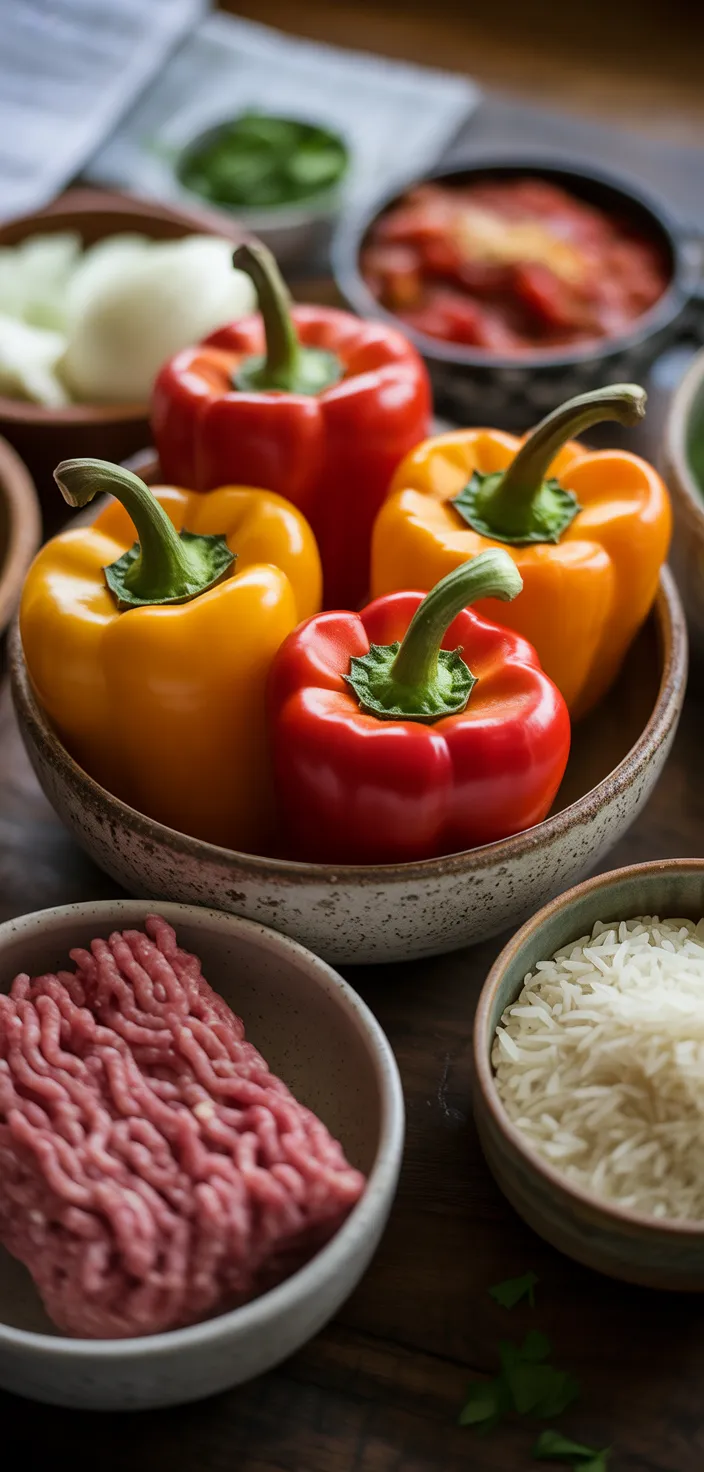 Ingredients photo for Easy Italian Stuffed Bell Peppers Recipe