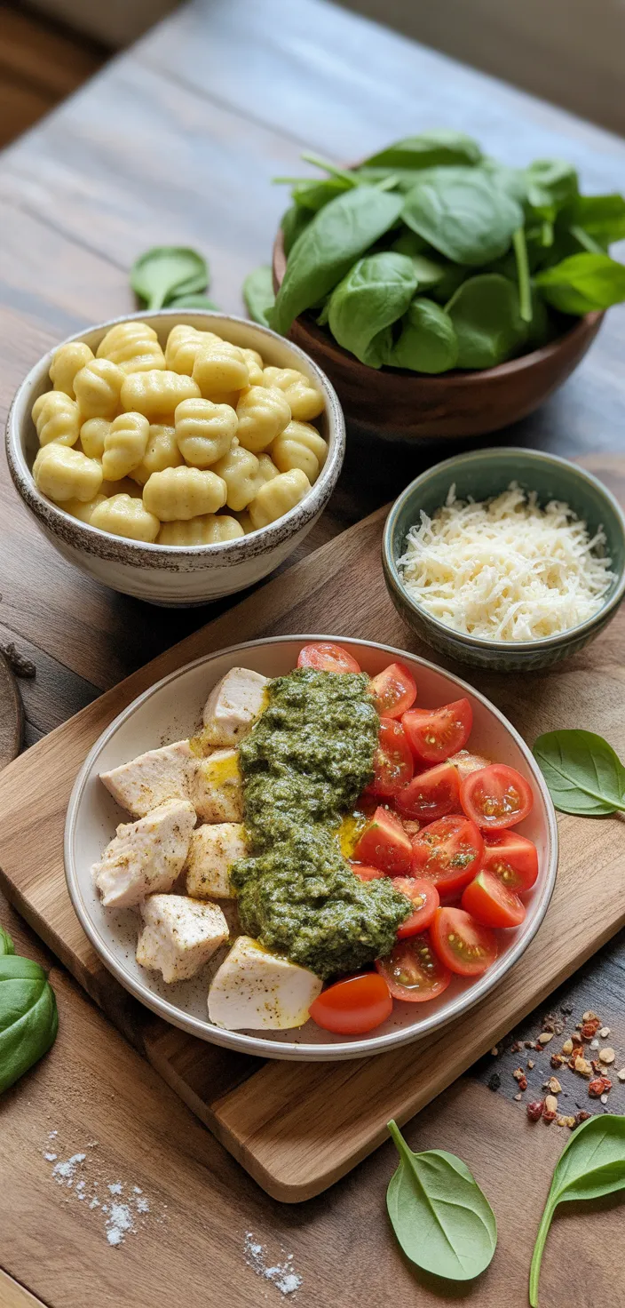 Ingredients photo for Easy Pesto Chicken Gnocchi Recipe