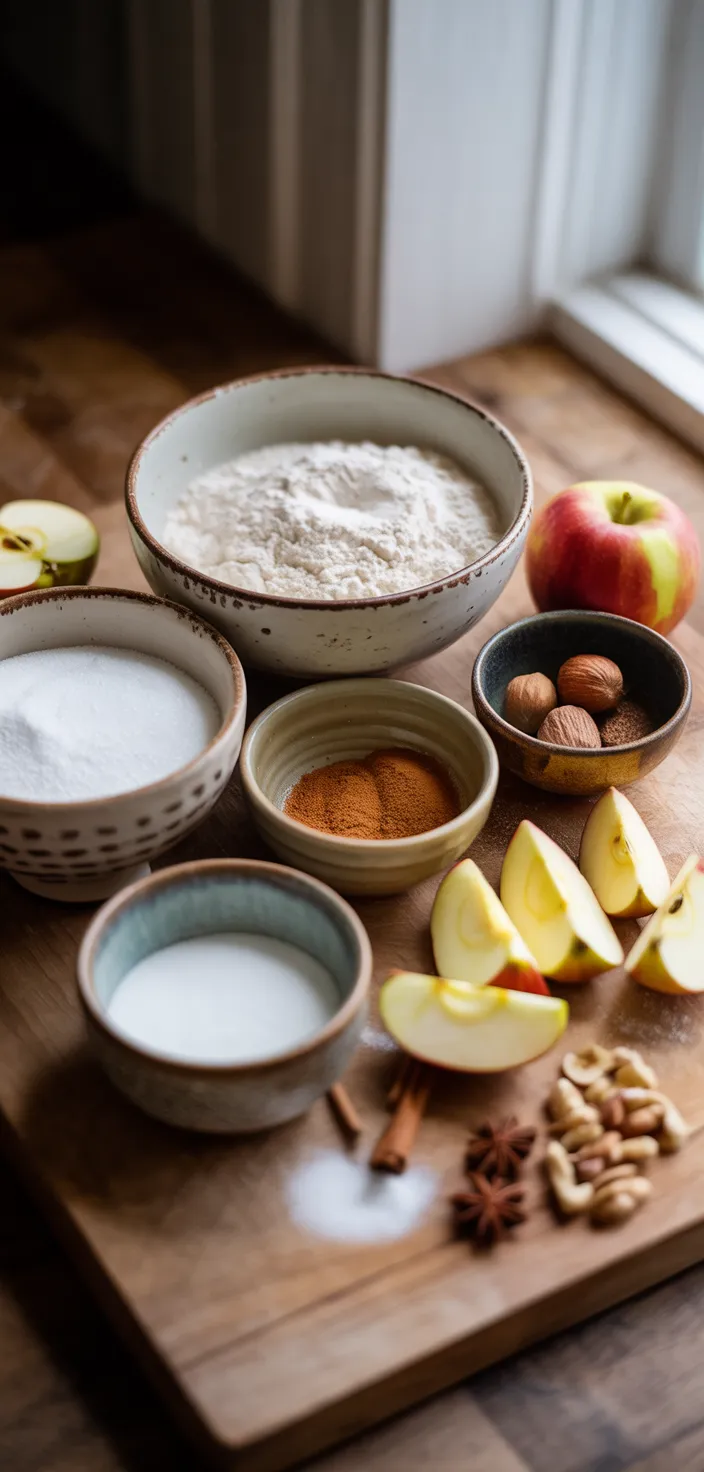 Ingredients photo for Effortless One Bowl Apple Cake Recipe