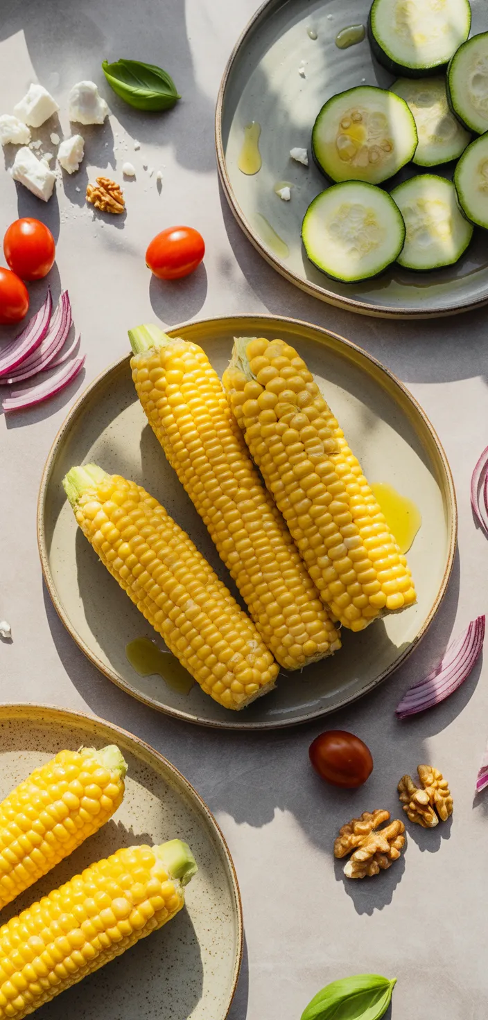 Ingredients photo for Grilled Corn Salad With Zucchini And Feta Recipe