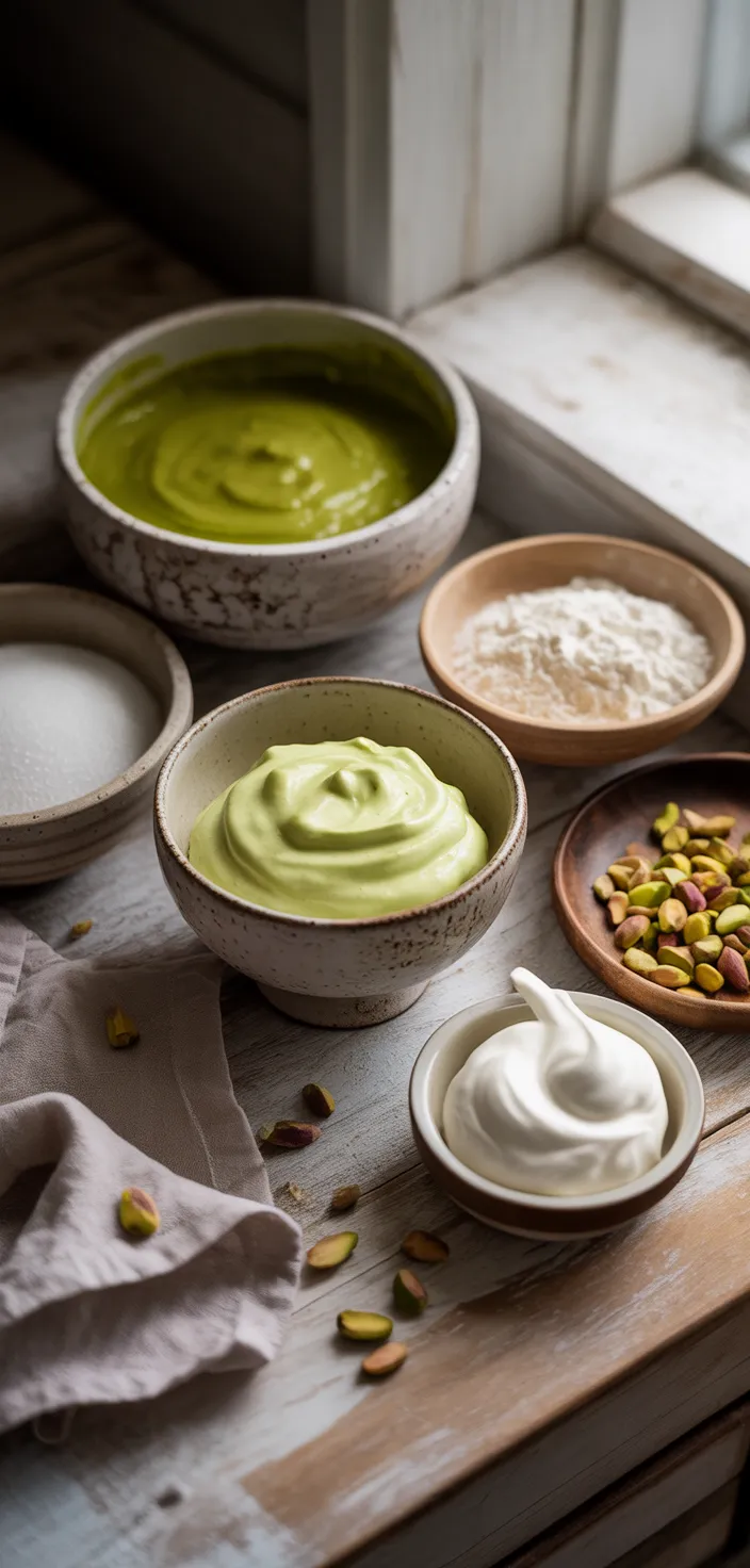 Ingredients photo for Best Creamy Pistachio Cake – Moist Layered Dessert Recipe