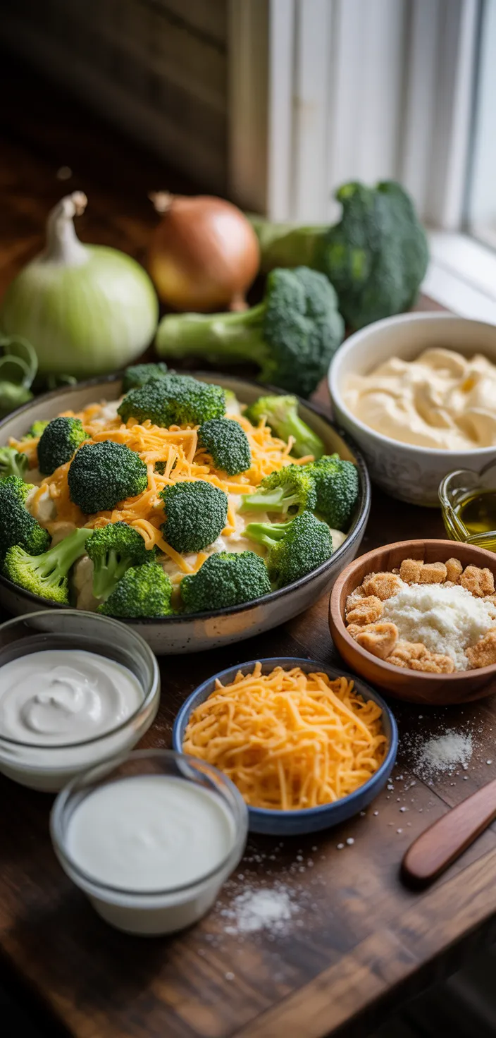 Ingredients photo for Cheesy Garlic Broccoli Casserole Recipe
