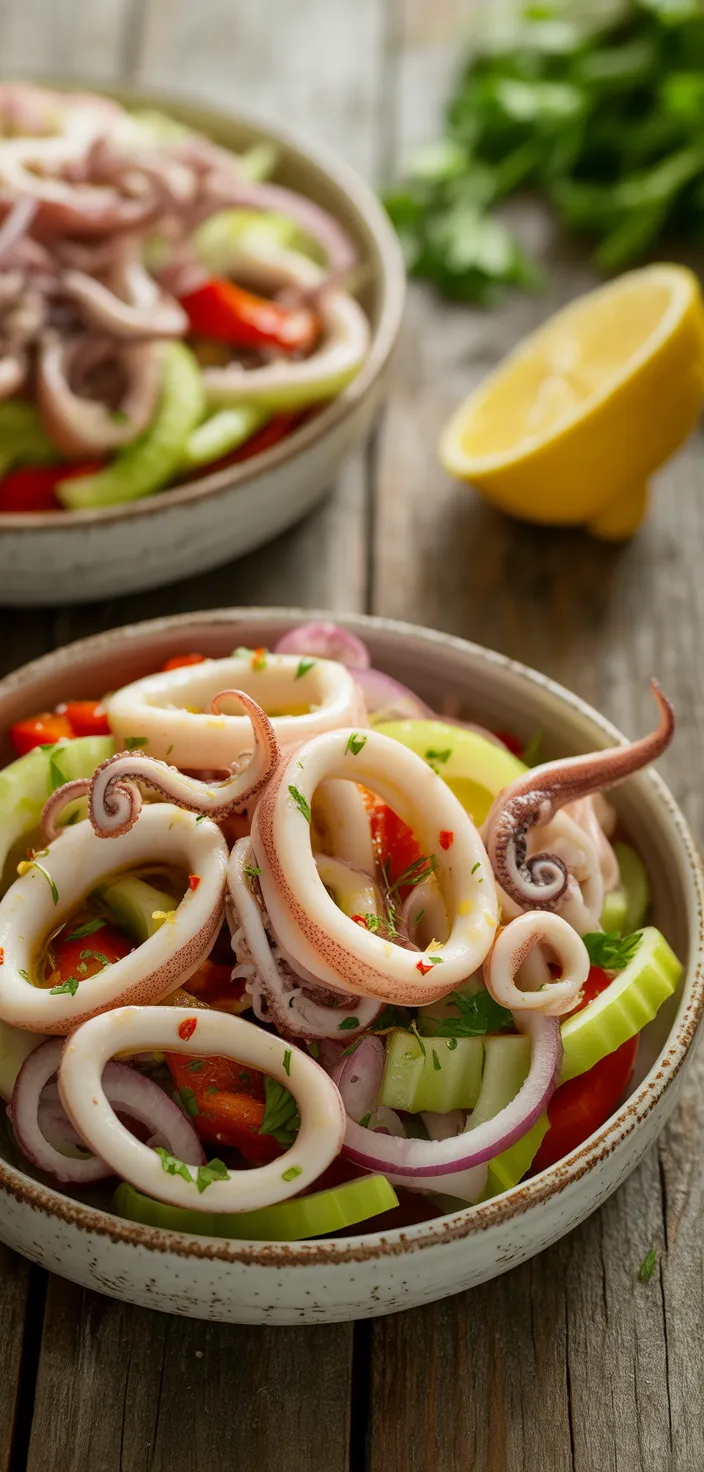 Ingredients photo for Chilled Calamari Salad With Lemon And Parsley Recipe