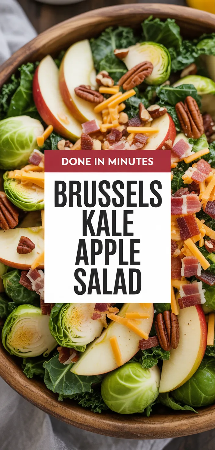 A photo of Brussels Sprout, Kale + Apple Salad With Sharp Cheddar + Bacon Recipe
