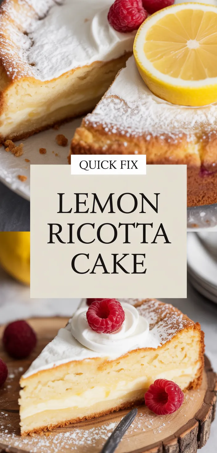 A photo of Lemon Ricotta Almond Flourless Cake: Gluten Recipe