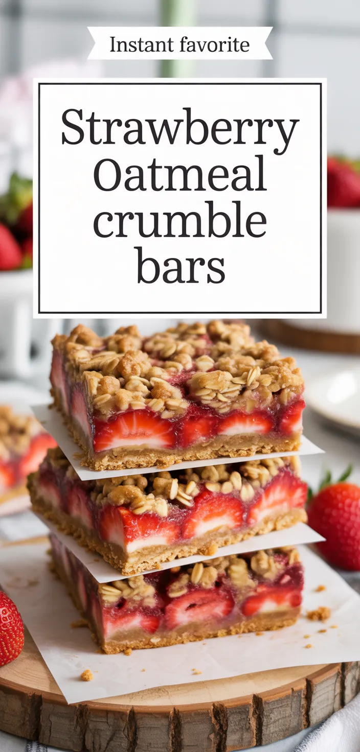 A photo of Strawberry Oatmeal Crumble Bars Recipe